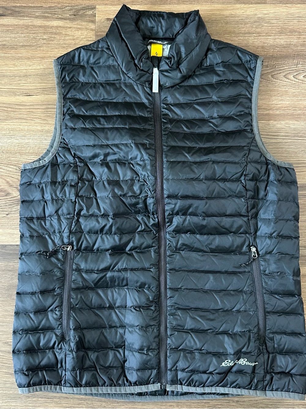 Eddie Bauer Down Puffer Vest Women Medium Black Travex EB700 Lightweight Zip Up